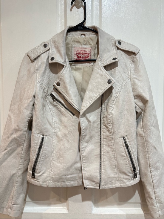 Levi's Jackets & Blazers - Levi's Cream Off-White Leather Moto Jacket